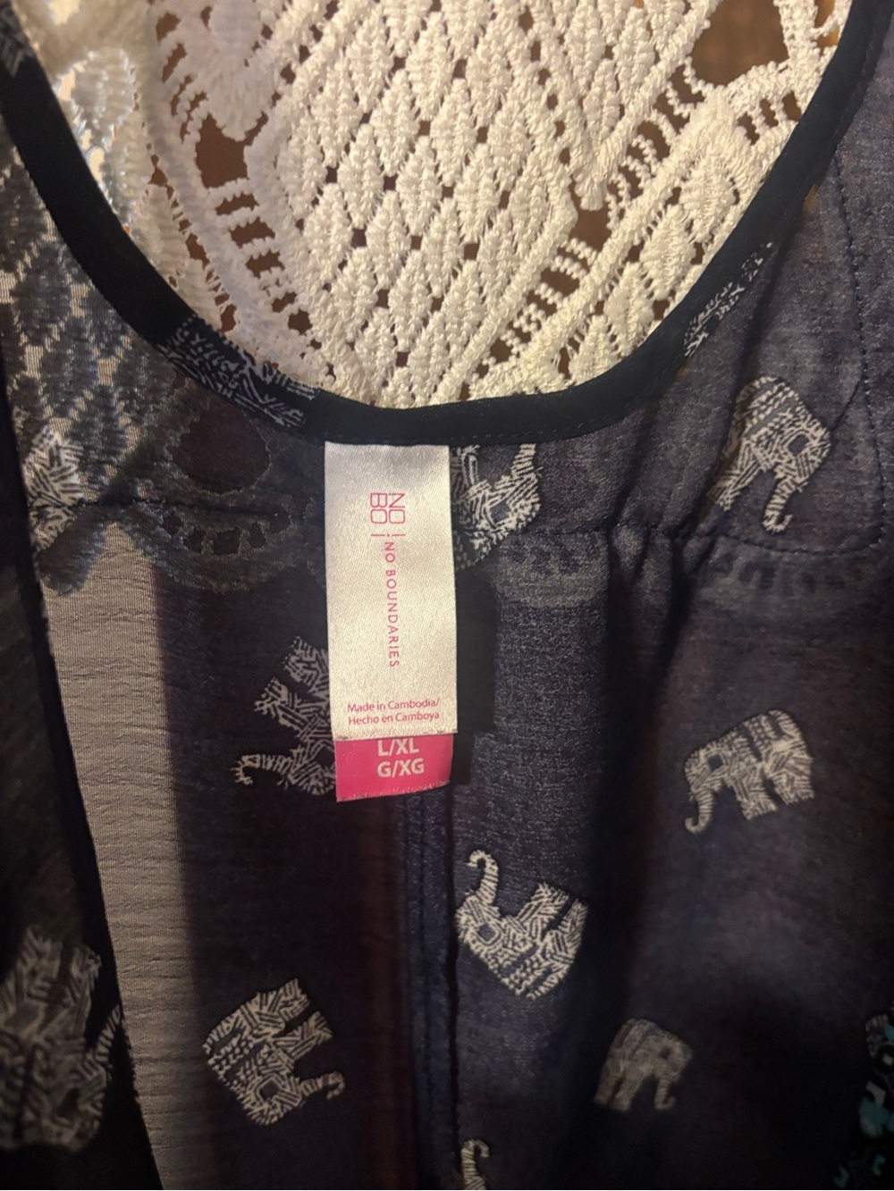No Boundaries Black Sheer Elephant Print Long Vest